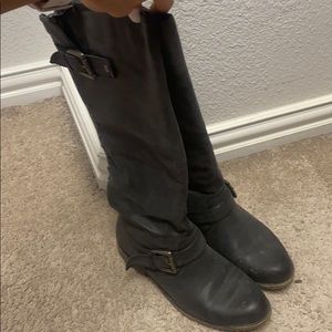 Tall dark gray (almost black) boots, size 7.5
